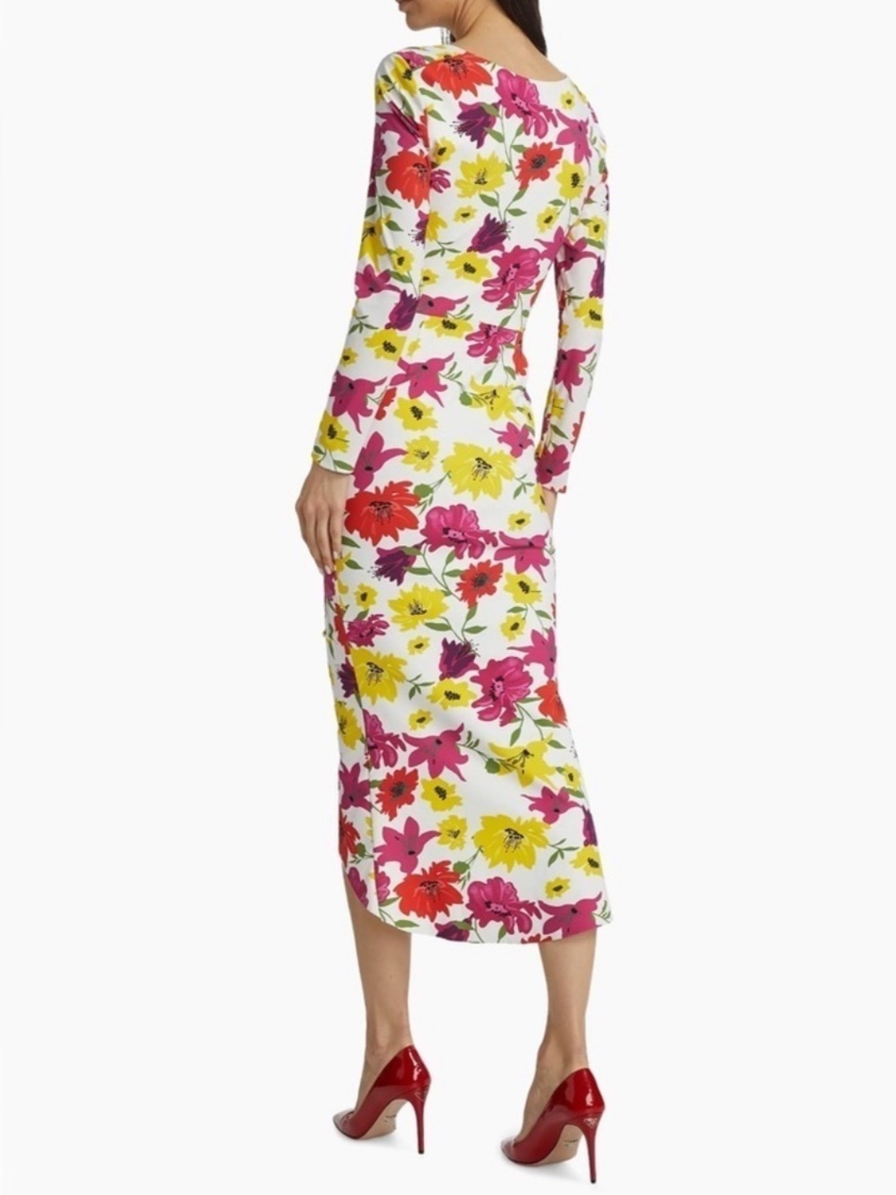 Chiara Boni Tatangela Floral Ruched Midi Dress - Picture 2 of 8
